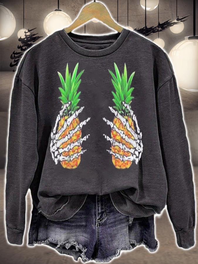 Pineapple Bra Costume Fruit Halloween Skull Skeleton Hand Shirt