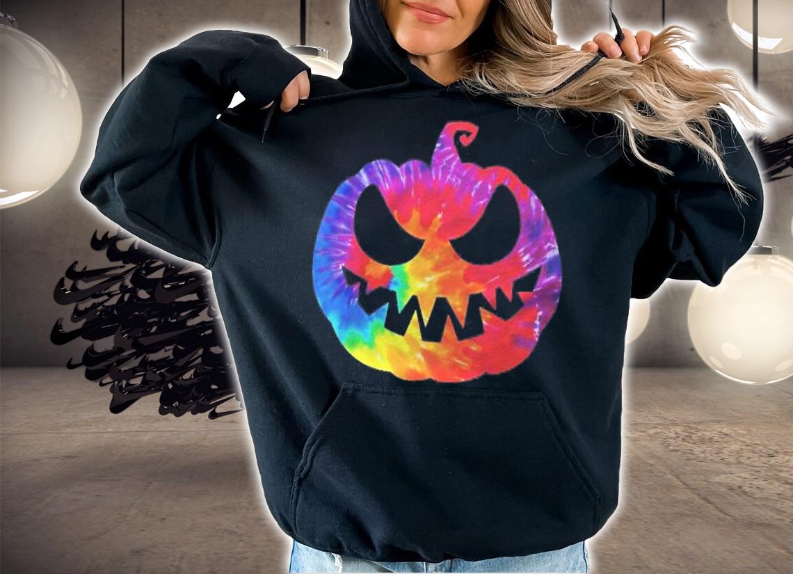 Scary Tie Dye Pumpkin Face Halloween Shirts Adults Kids Shirt