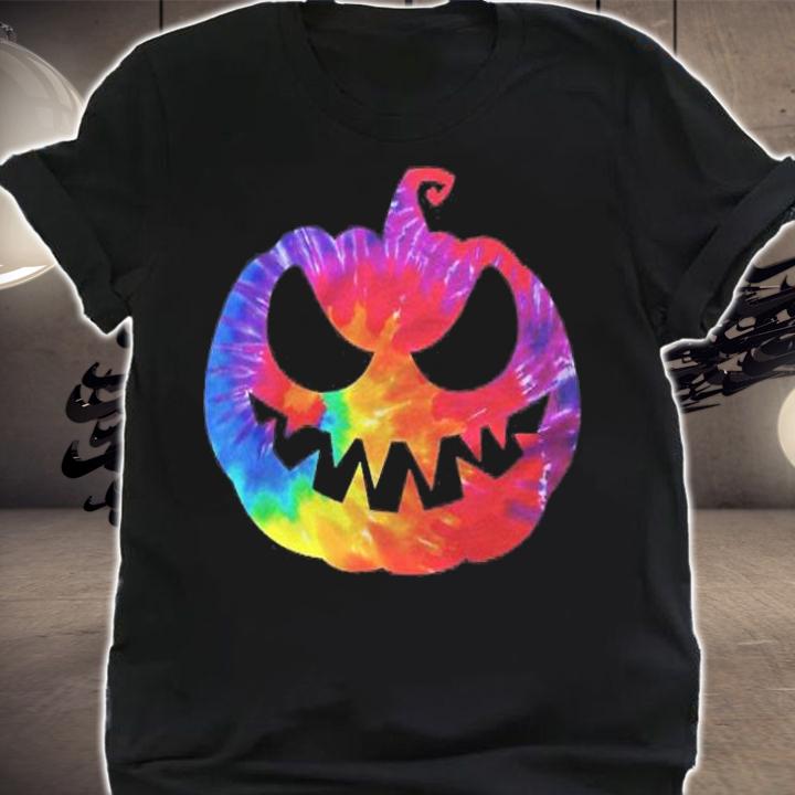 Scary Tie Dye Pumpkin Face Halloween Shirts Adults Kids Shirt