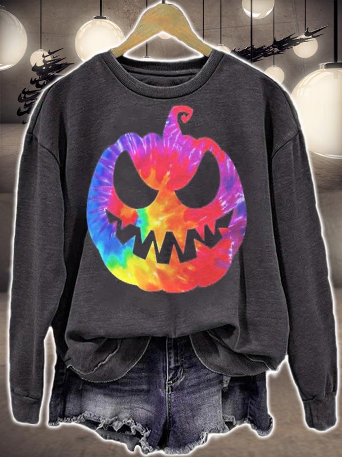 Scary Tie Dye Pumpkin Face Halloween Shirts Adults Kids Shirt