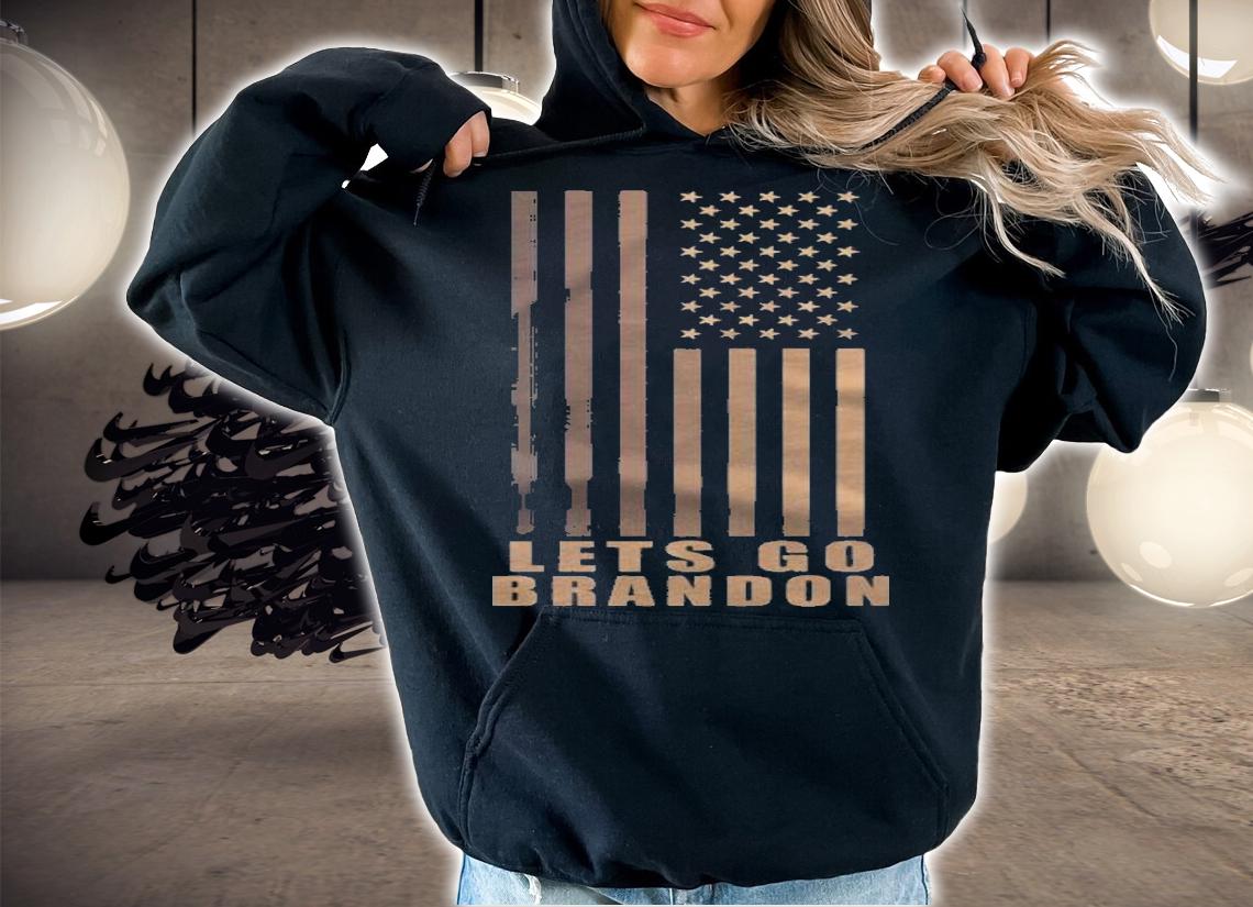 Trending let's Go Brandon Gold American Flag T-Shirt