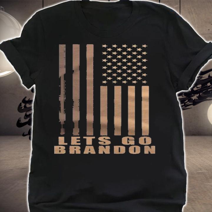 Trending let's Go Brandon Gold American Flag T-Shirt