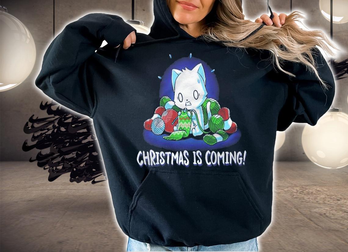 Cat knitting Christmas is Coming shirt hoodie