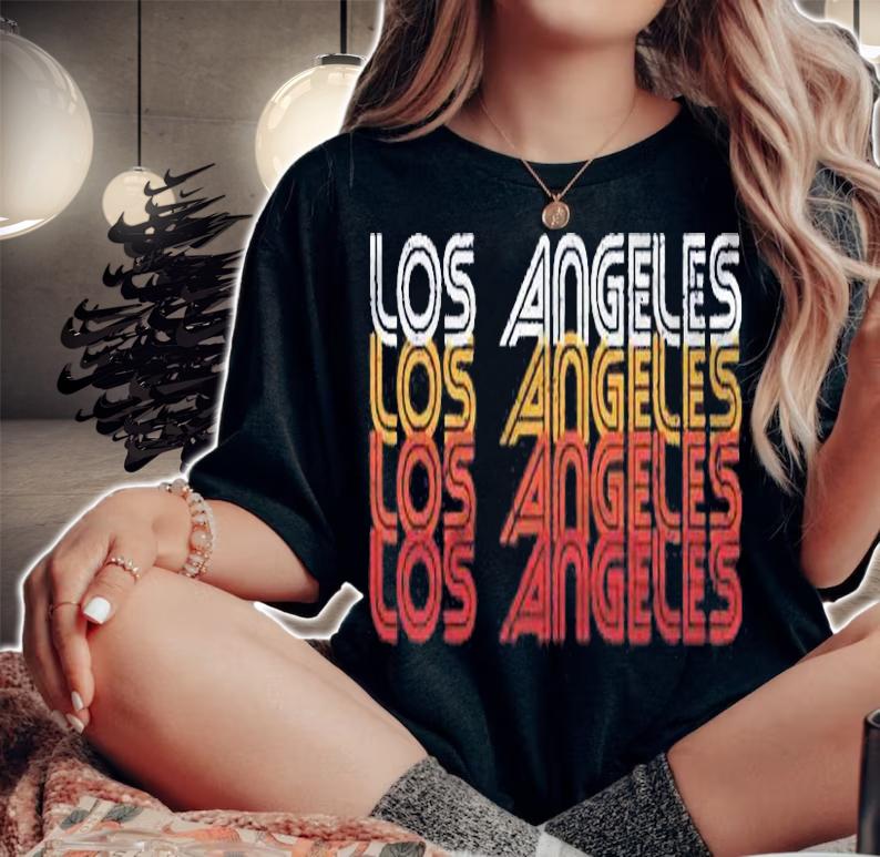 Retro Los Angeles California Sunset Colors Pullover Shirt woman shirt
