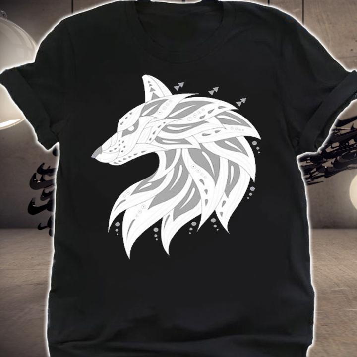 Ethnic Tribal Boho Wolf Head Silhouette T-Shirt shirt