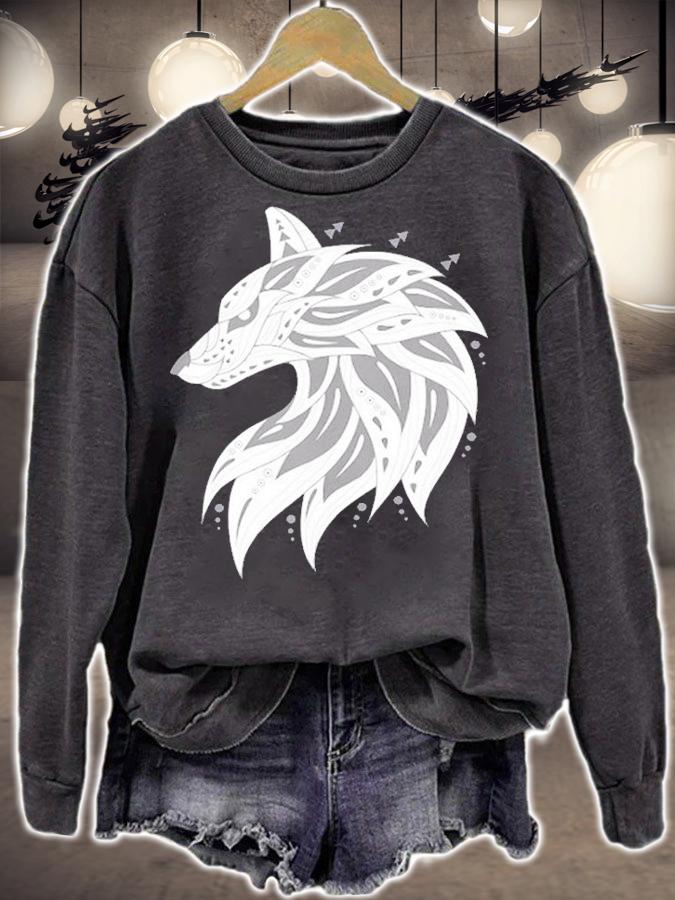 Ethnic Tribal Boho Wolf Head Silhouette T-Shirt sweatshirt