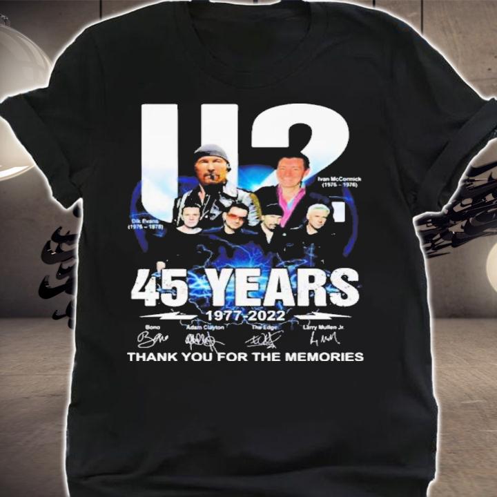 The U2 45 Years 1977-2022 Signatures Thank You For The Memories Shirt shirt