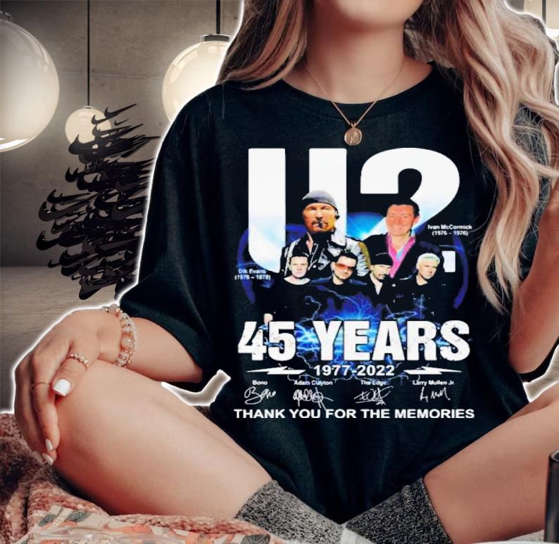 The U2 45 Years 1977-2022 Signatures Thank You For The Memories Shirt woman shirt