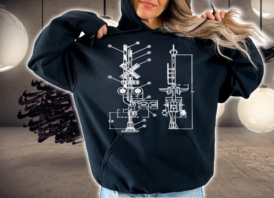 Vintage Railway Model 10 Crossing Patent Drawing Model Train T-shirt hoodie