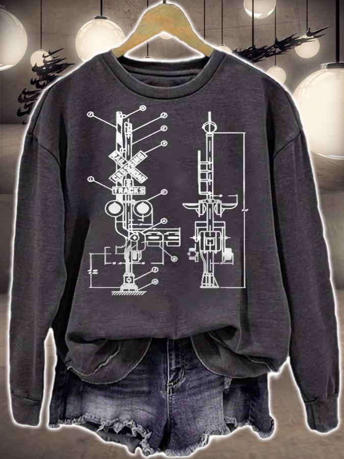 Vintage Railway Model 10 Crossing Patent Drawing Model Train T-shirt sweatshirt