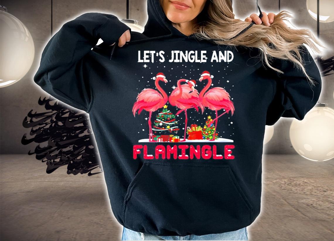 Flamingo Let's Jingle And Flamingle Christmas Shirt