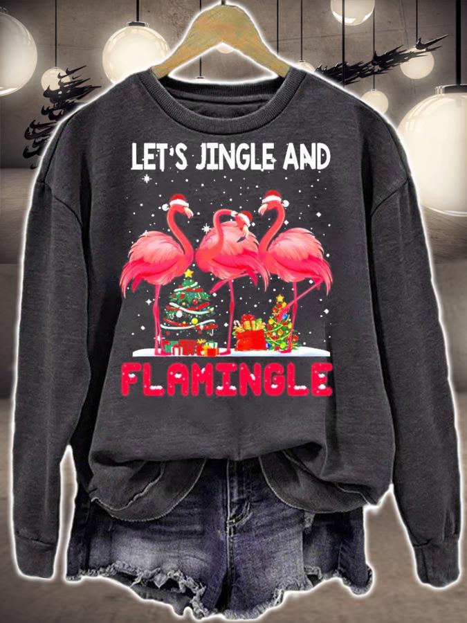 Flamingo Let's Jingle And Flamingle Christmas Shirt