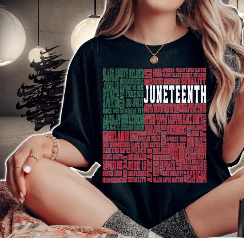 Juneteenth Words Black History Flag Afro American T-Shirt woman shirt