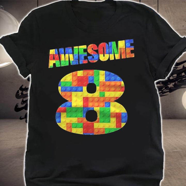 Kids Building Blocks Bricks Awesome Kids 8Th Birthday Shirt shirt