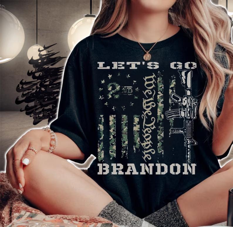 Let's Go Brandon Camouflage US Flag Vintage T-Shirt woman shirt