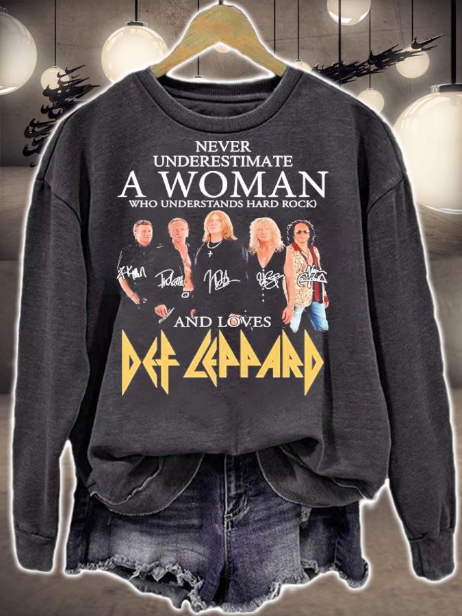 Never Underestimate A Woman Who Understands Hard Rock And Loves Def Leppard Signatures Shirt sweatshirt
