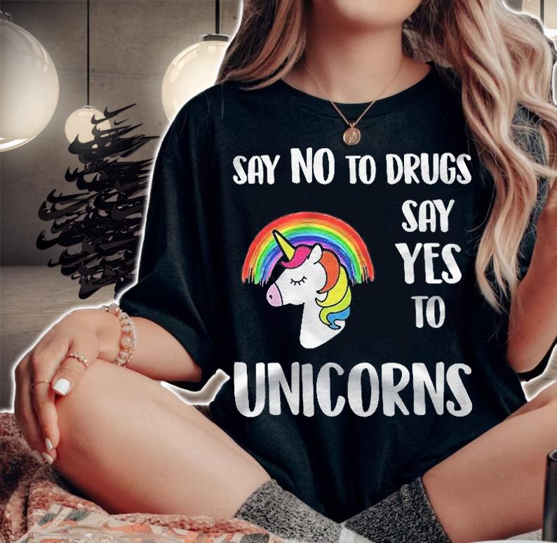 Say No Say Yes To Unicorns Red Ribbon Week Kids Shirt woman shirt
