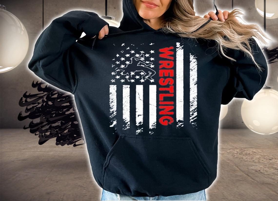 Vintage American Flag Wrestling Patriotic Wrestler T-Shirt hoodie