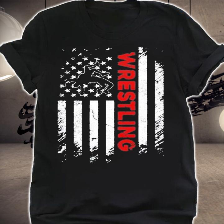 Vintage American Flag Wrestling Patriotic Wrestler T-Shirt shirt