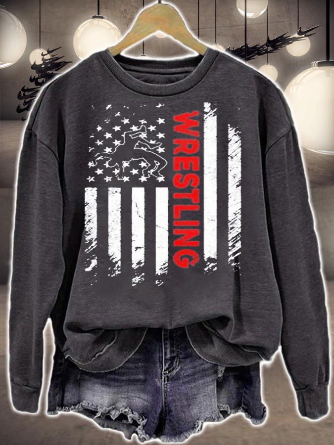 Vintage American Flag Wrestling Patriotic Wrestler T-Shirt sweatshirt