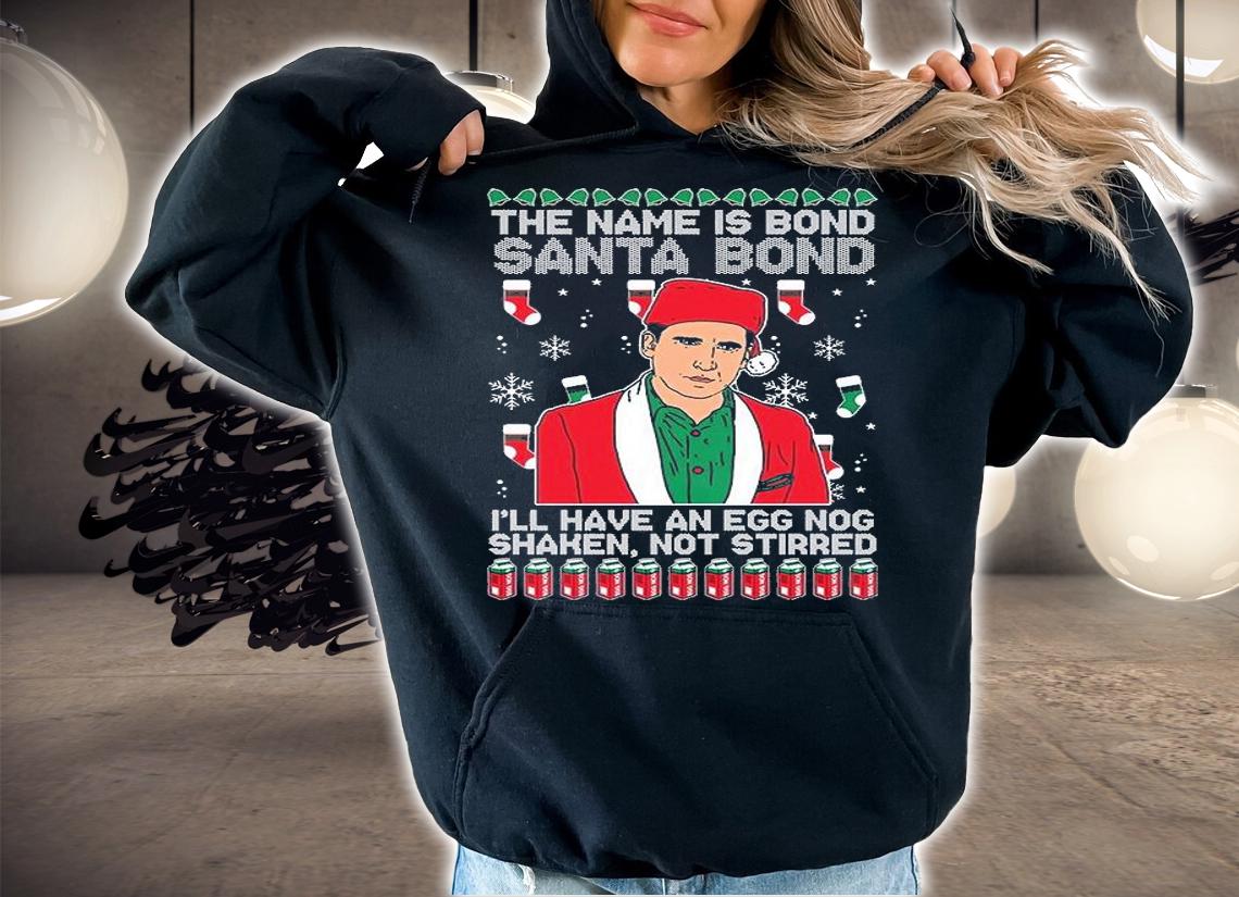 Michael Scott Santa Bond Ugly Christmas Holiday T-Shirt hoodie