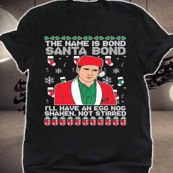 Michael Scott Santa Bond Ugly Christmas Holiday T-Shirt shirt
