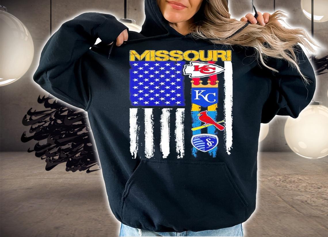 Missouri American flag Kansas city Chiefs Kansas City Royals St. Louis Cardinals Kansas City Sporting shirt hoodie