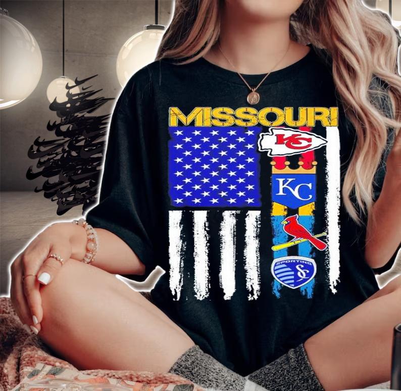 Missouri American flag Kansas city Chiefs Kansas City Royals St. Louis Cardinals Kansas City Sporting shirt woman shirt