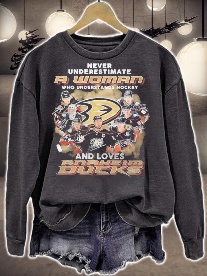 Never Underestimate A Woman Who Understands Hockey And Loves Anaheim Ducks Shirt