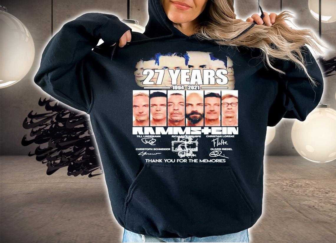 Rammstein 27 years 1994-2021 thank you for the memories t-shirt hoodie
