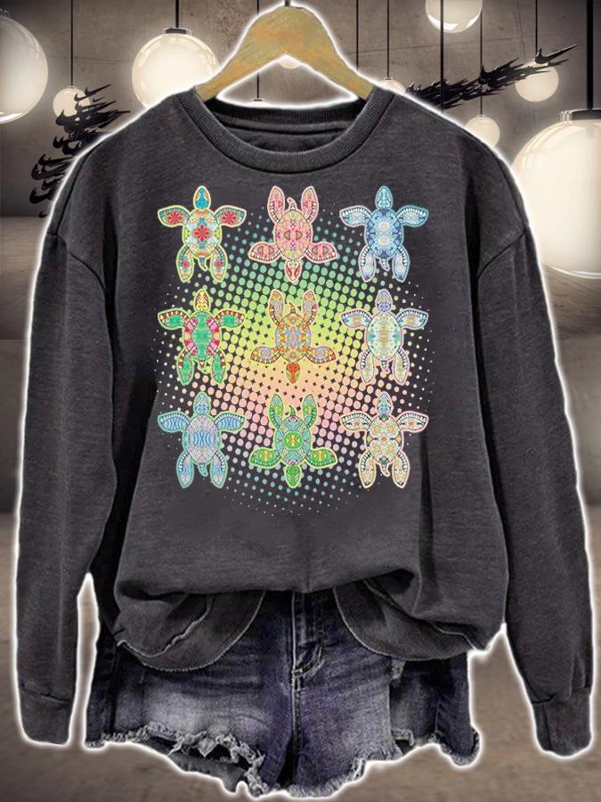 Colorful tribal pattern sea turtles shirt sweatshirt