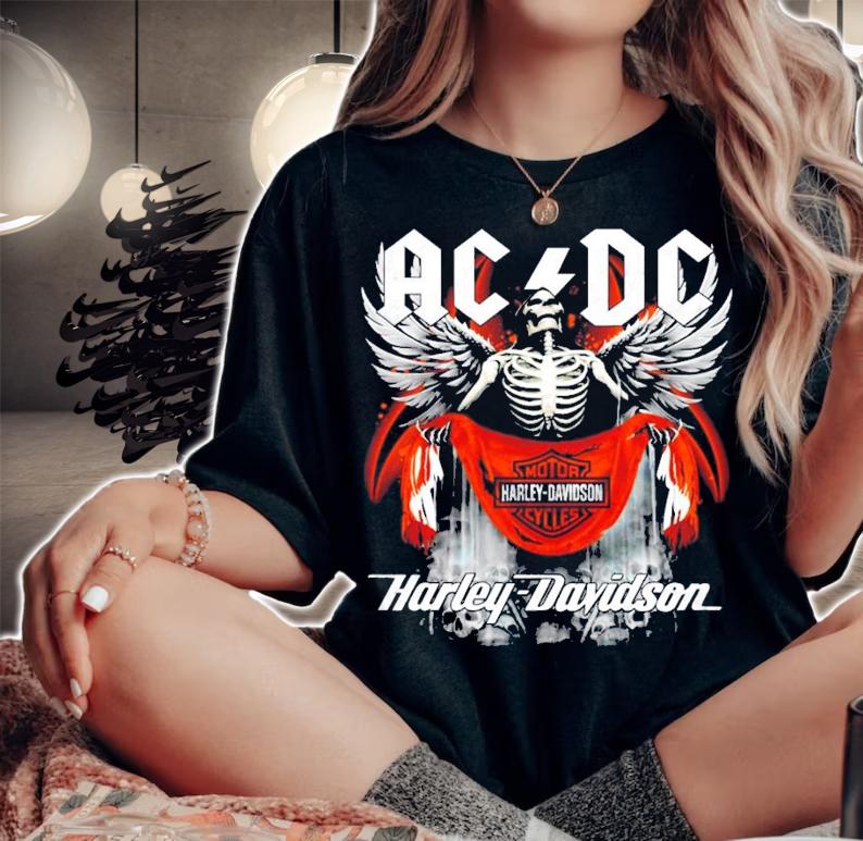 AC DC Motor Harley Davidson Cycles Harley Davidson shirt woman shirt