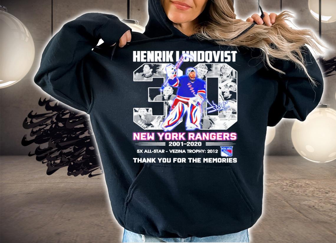 Henrik Lundqvist New York Rangers 2001-2020 signature shirt hoodie