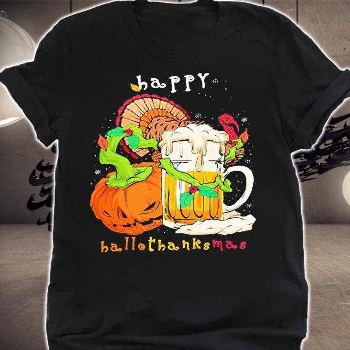 Happy HallowThankMas beer Pumpkin Halloween T-shirt shirt