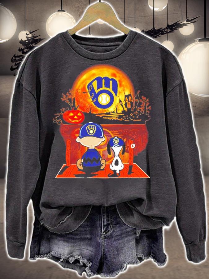 Milwaukee Brewers Snoopy and Charlie Brown Halloween shirt sweatshirt