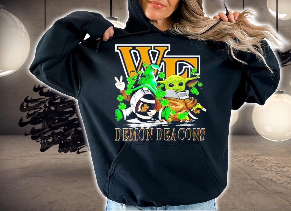St.Patrick's day Gnome and Baby Yoda Wake Forest Demon Deacons shirt hoodie