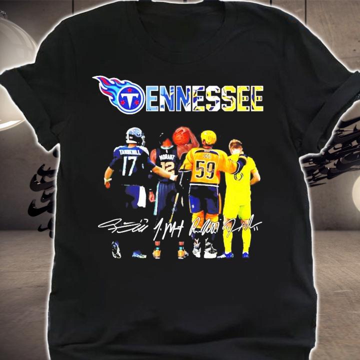 Tennessee Ryan Tannehill Ja Morant Roman Josi signatures t-shirt shirt