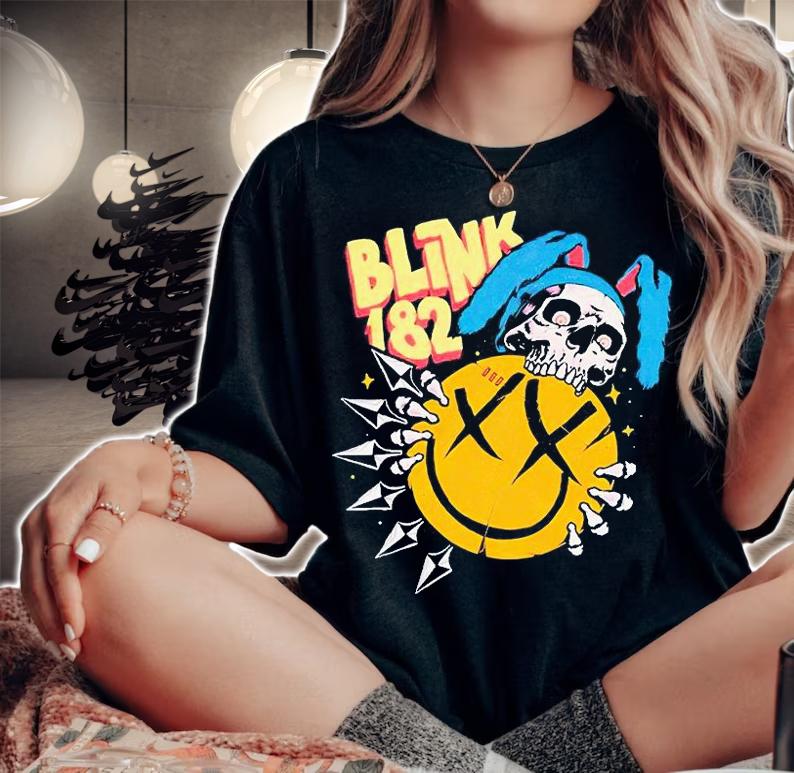 Blink-182 Skull Bunny smile logo T-shirt woman shirt