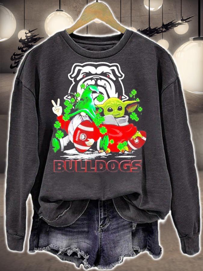 St.Patrick's day Gnome and Baby Yoda Georgia Bulldogs shirt sweatshirt