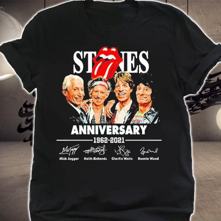 The Rolling Stones Anniversary 1962-2021 signature RIP Charlie Watts T-shirt shirt