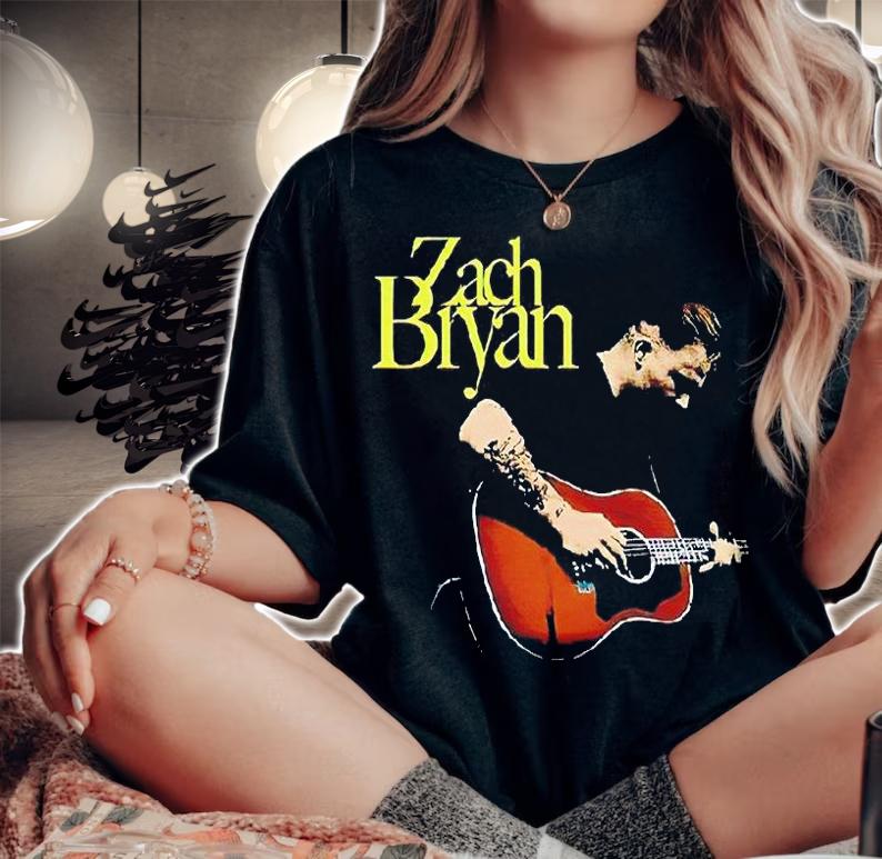 Zach Bryan guitar playing T-shirts, hoodie and v-neck woman shirt