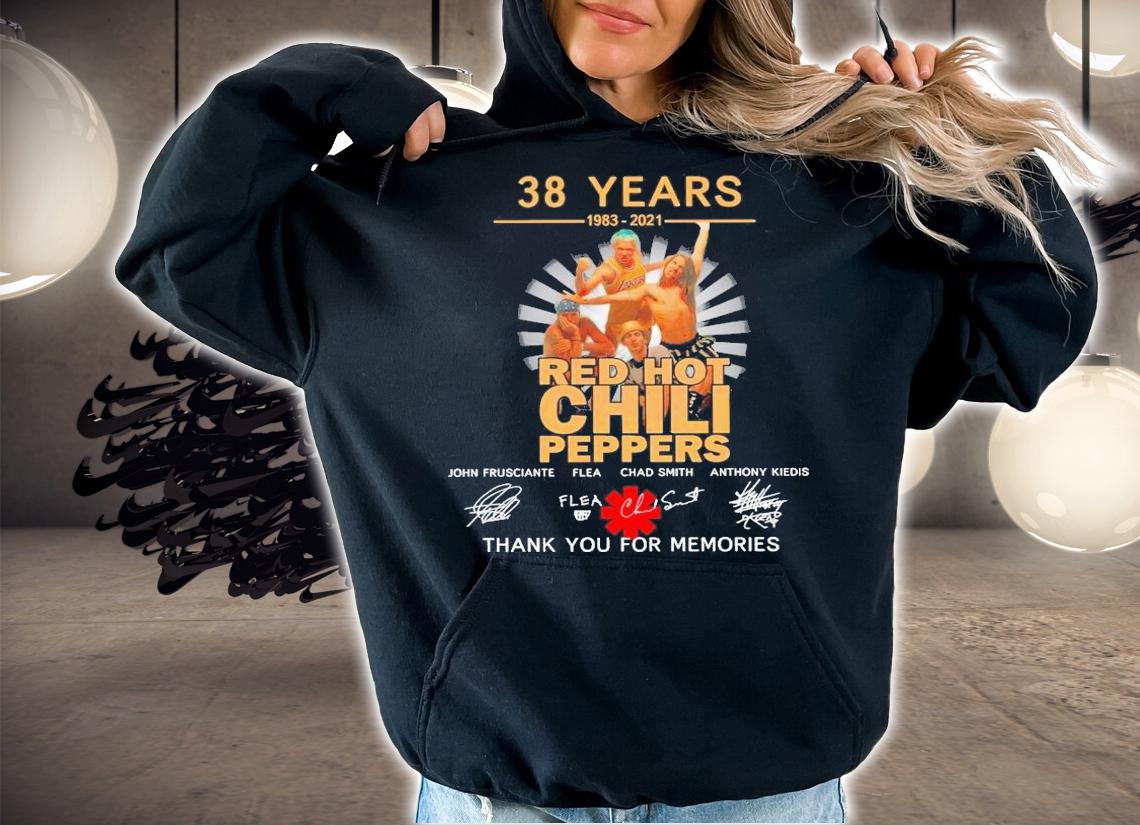 38 years 1983 2021 Red Hot Chili Peppers thank you for the memories shirt hoodie