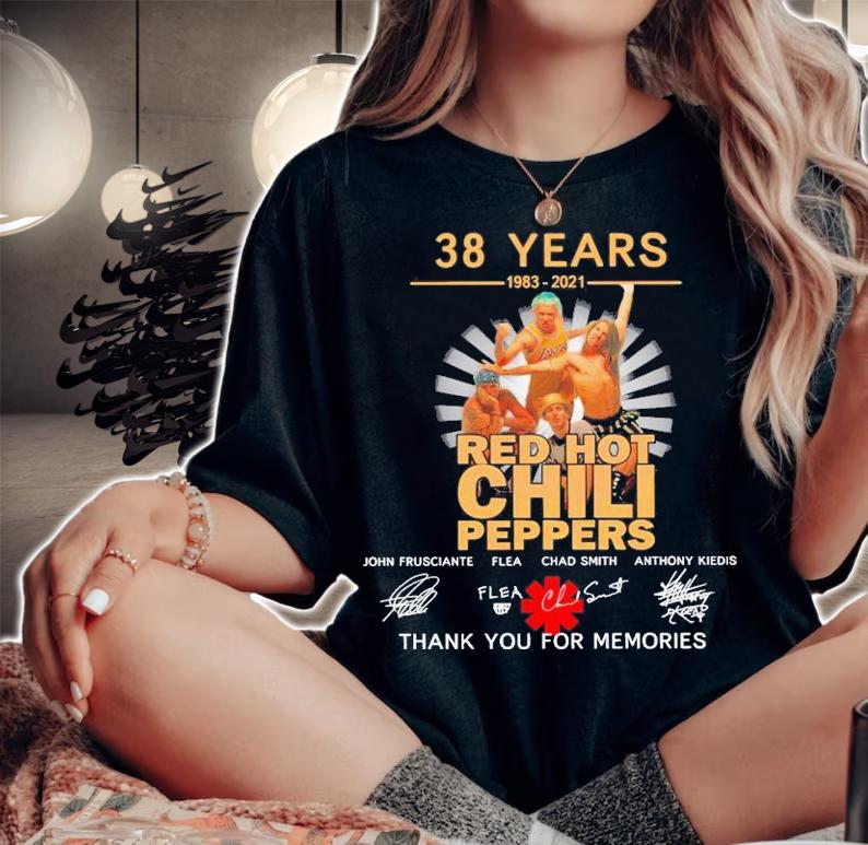 38 years 1983 2021 Red Hot Chili Peppers thank you for the memories shirt woman shirt