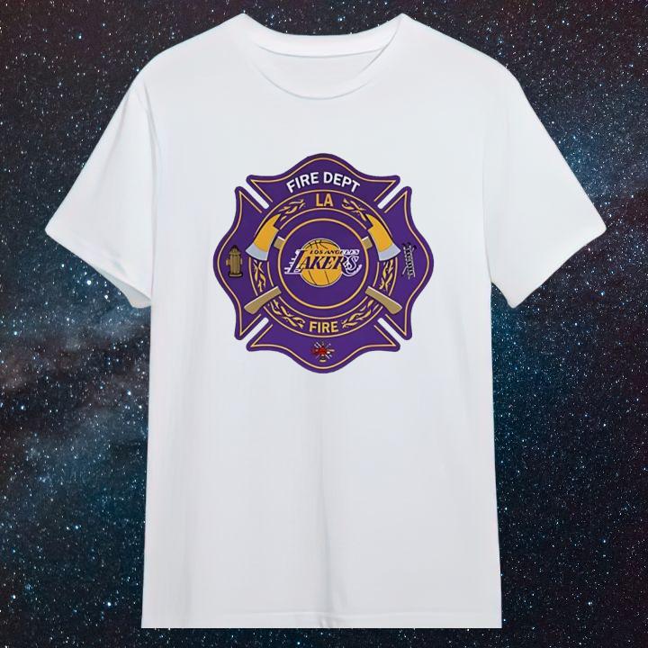 Fire Dept Los Angeles Lakers Logo Basketball Firefighter T-Shirt