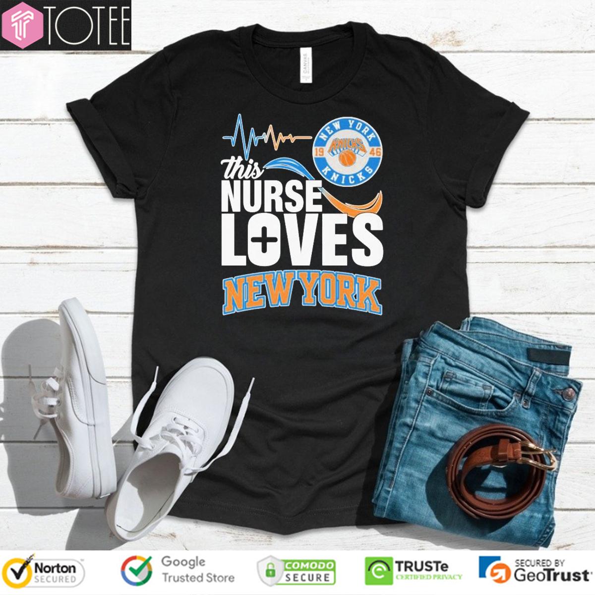 This Nurse Loves New York Knicks 1946 Heartbeat T-Shirt